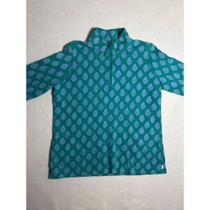 Orvis Womens Teal Paisley Print Half-Zip Pullover Large